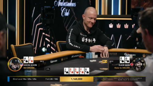 Lo 'snap-fold' di Jason Koon con full house alle Triton SHRS Londra