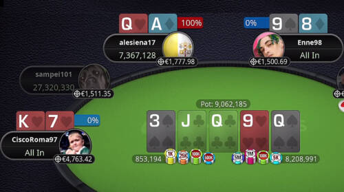 Video-replay a carte scoperte tavolo finale Sunday Million XV