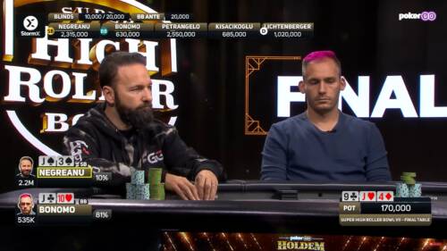 [VIDEO] Daniel Negreanu e Justin Bonomo a carte scoperte al tavolo finale Super High Roller Bowl VII