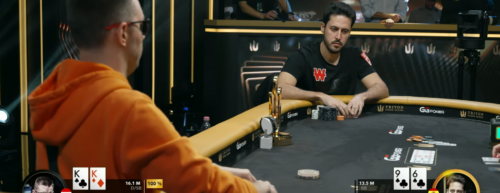 Che pompa Mateos: tribetta all-in in bluff al river, Eibinger folda KK!