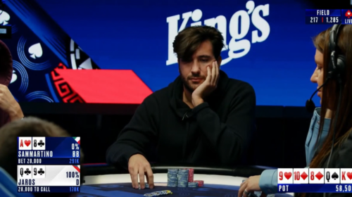 La matematica del bluff di Dario Sammartino a Patrik Jaros al day 2 del Main Event EPT Praga