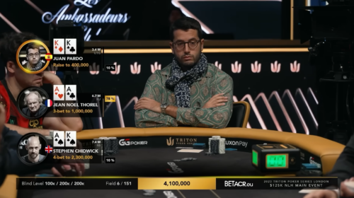Mette sotto preflop coppia di re con 20bb: Juan Pardo ha piazzato il fold del 2023 al Main Event Triton SHRS Londra?