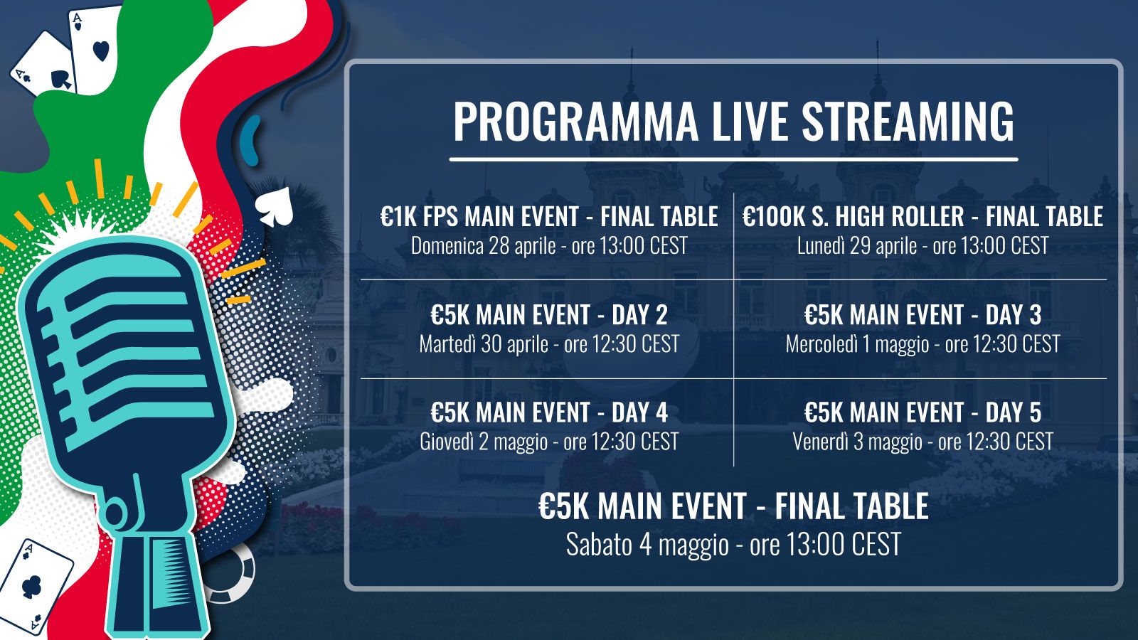 EPT Montecarlo live streaming programma