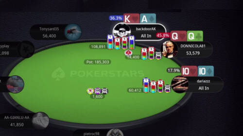 Punti di vista mtt: QQ in terza su 4bet shove e 5bet reshove, 8 left al Sunday High Roller