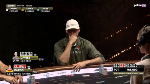 Il super-bluff di Seth Davies a Juan Pardo tre left al Super High Roller Bowl