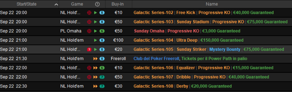 tornei online pokerstars domenica 22 settembre