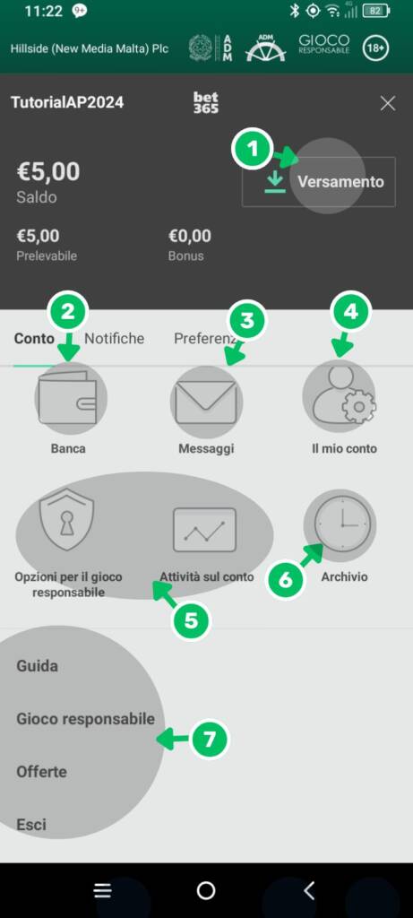 Il tuo profilo e le sue funzionalità sulla App Mobile di Bet365 Scommesse