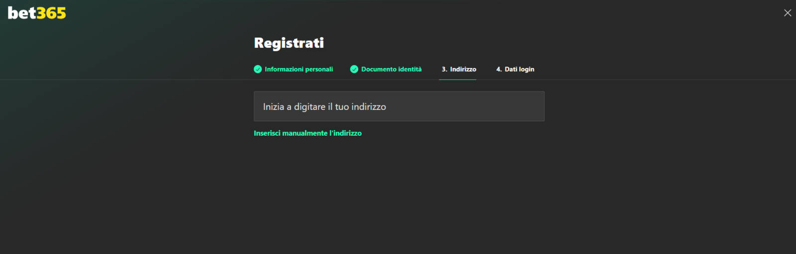 Step 3 - Inserimento indirizzo