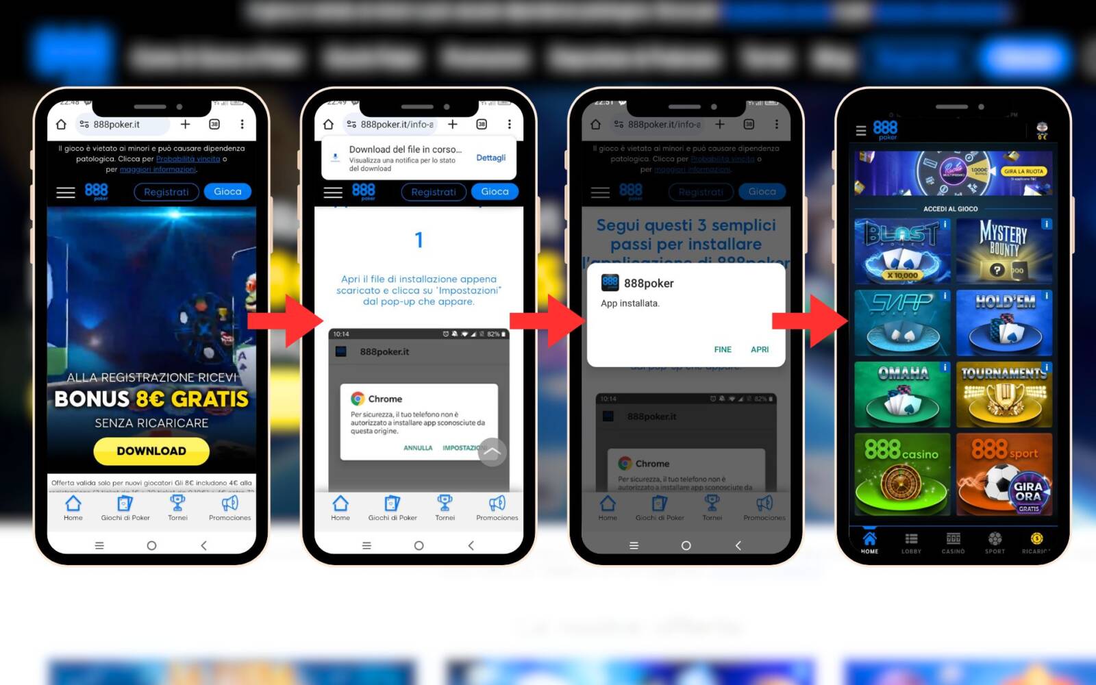 Come scaricare App Mobile 888 Poker
