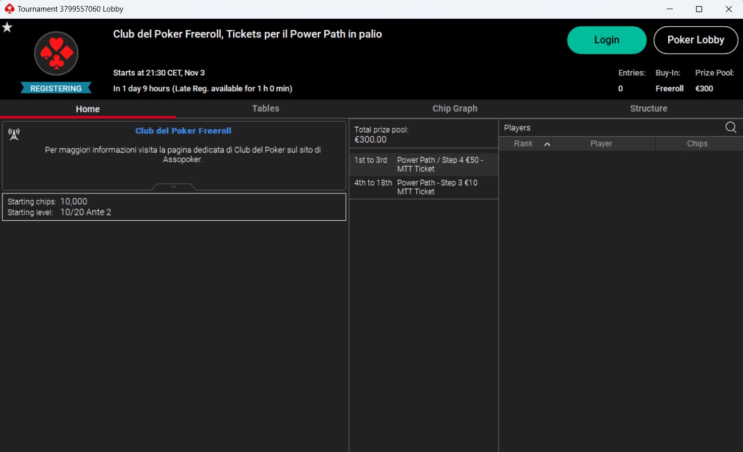 club del poker freeroll 3 novembre