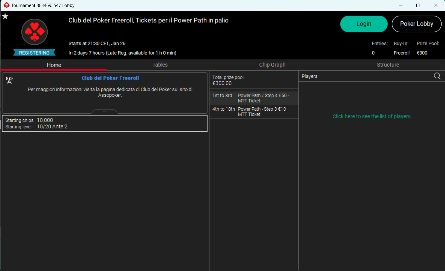 freeroll club del poker domenica 19 gennaio