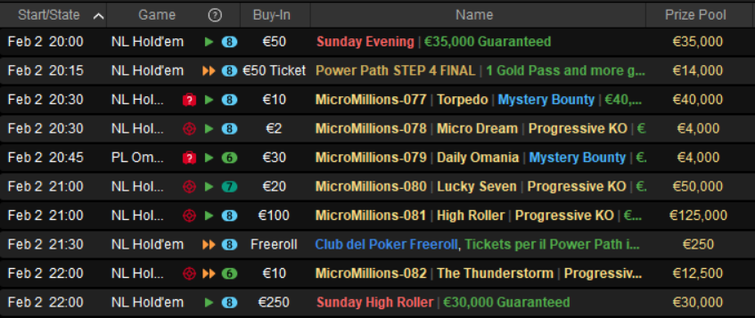 programma tornei pokerstars