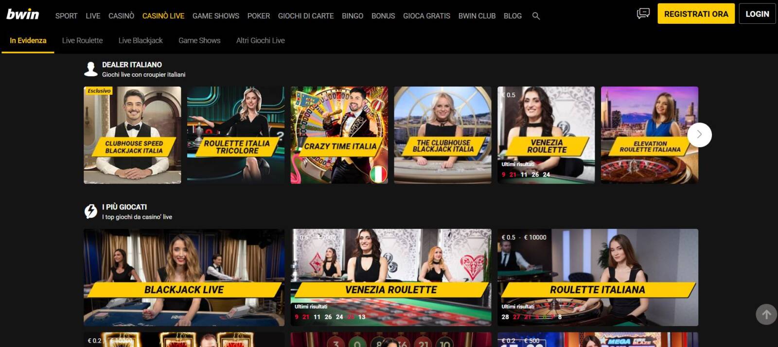 Il Casinò Live di Bwin