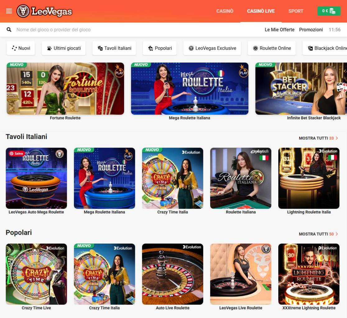 Il Casinò Live su LeoVegas