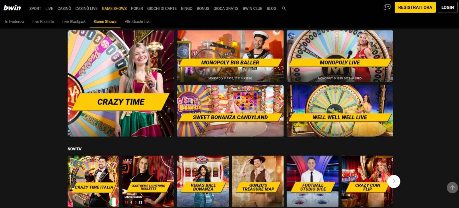 I Game Shows di Bwin Casinò