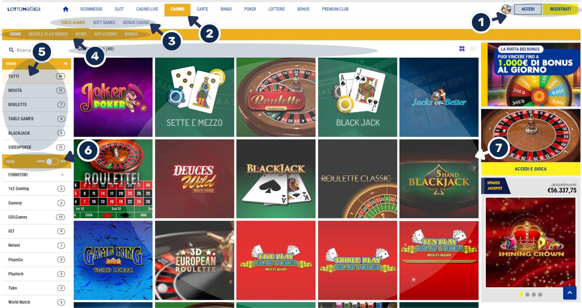 Recensione completa di Lottomatica Casino - Assopoker