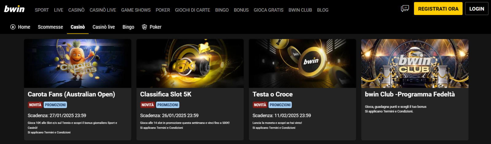 Le promozioni su Bwin Casinò