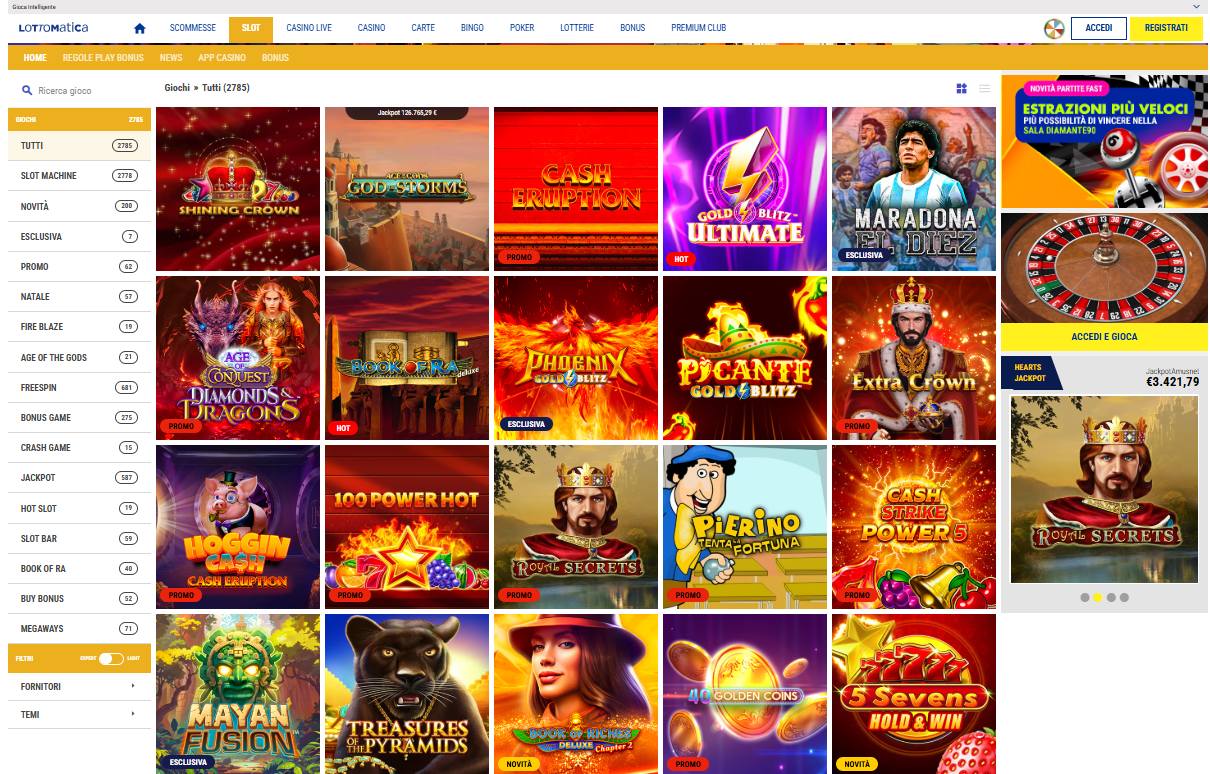 Le Slot Machine su Casinò Lottomatica