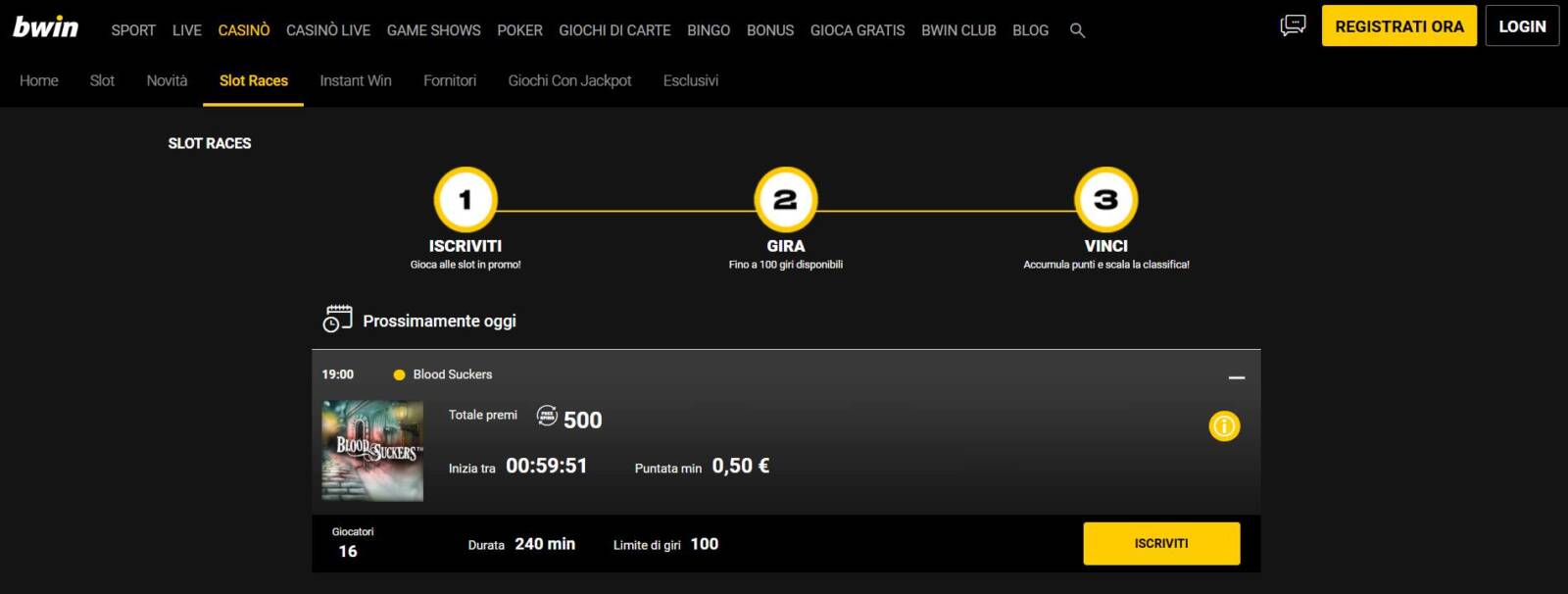 La Slot Races su Bwin Casinò