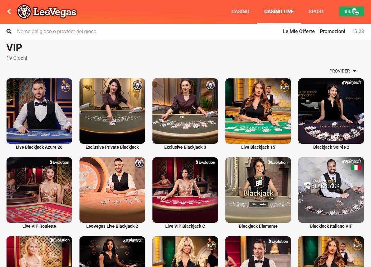 I Tavoli VIP dedicati al Club di LeoVegas