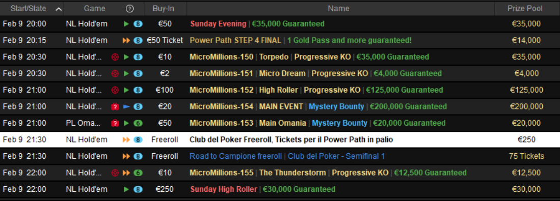 tornei pokerstars