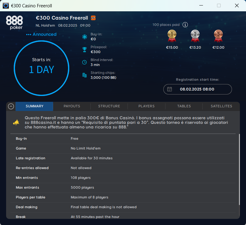 freeroll 888poker
