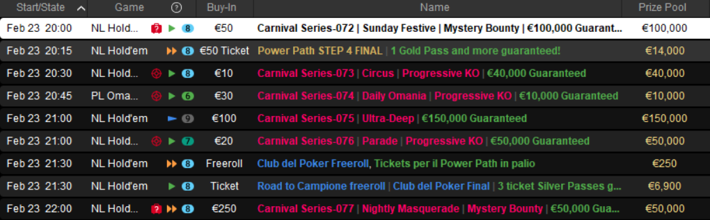 tornei fine settimana pokerstars