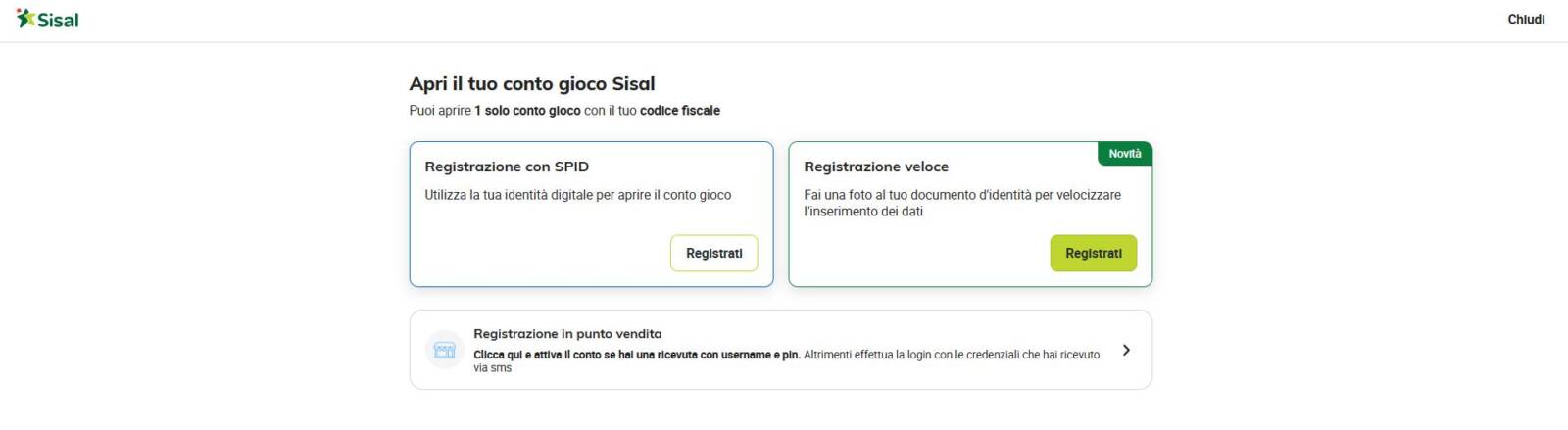 Procedura di Iscrizione a Sisal Casinò