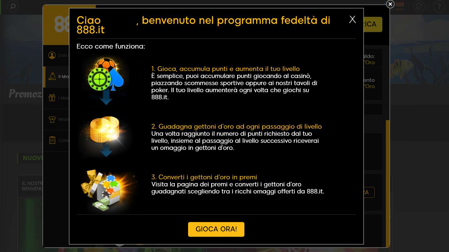 Il Club di 888 Casinò