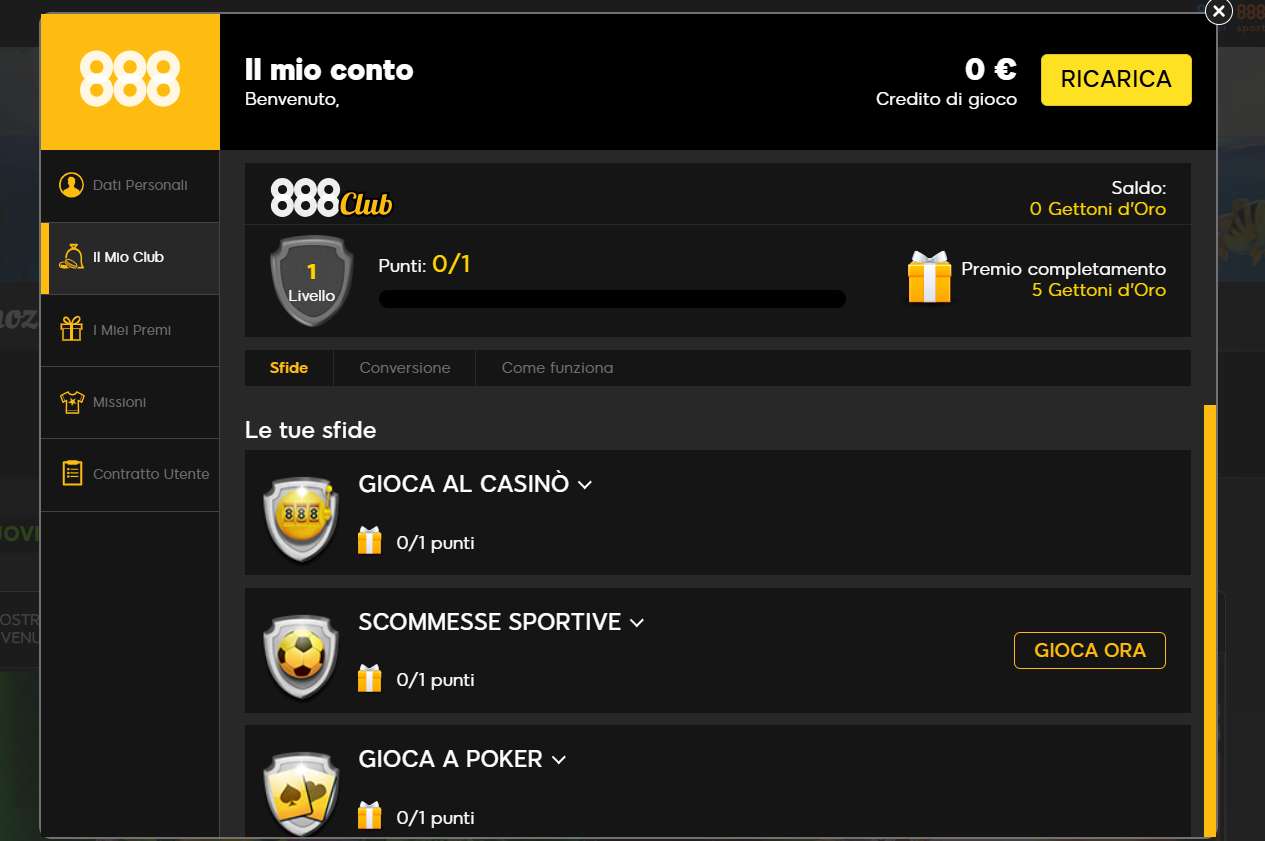 La pagina dedicata al Tuo Club 888