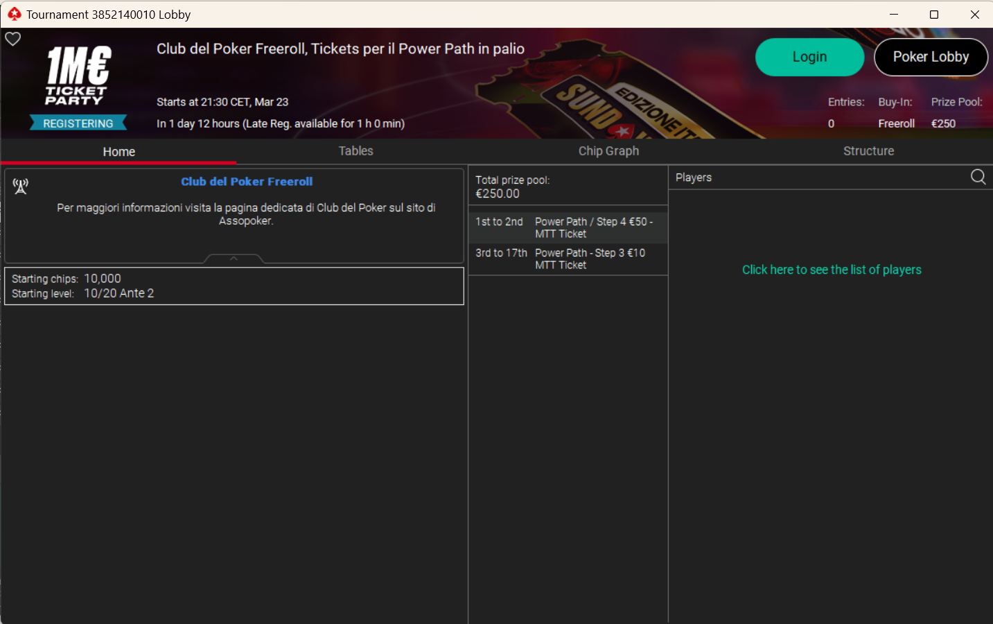 club del poker freeroll