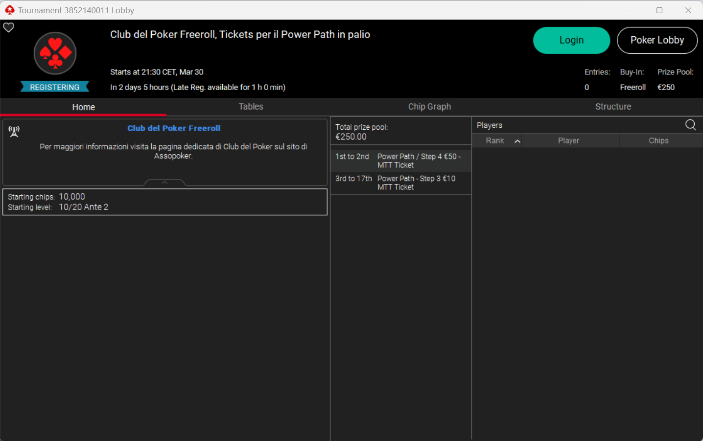 club del poker freeroll