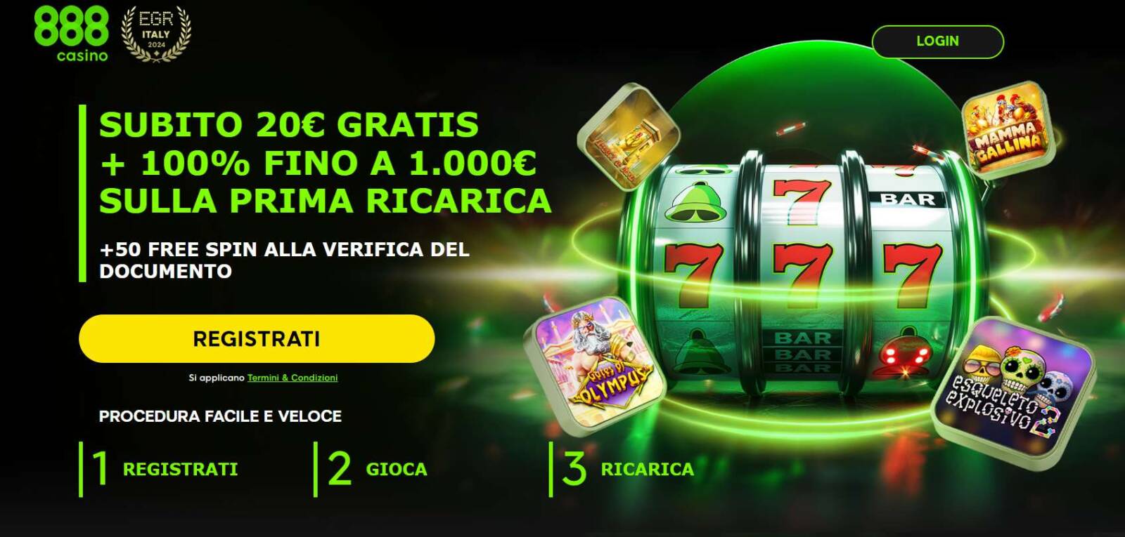 Il Bonus di Benvenuto su 888 Casinò
