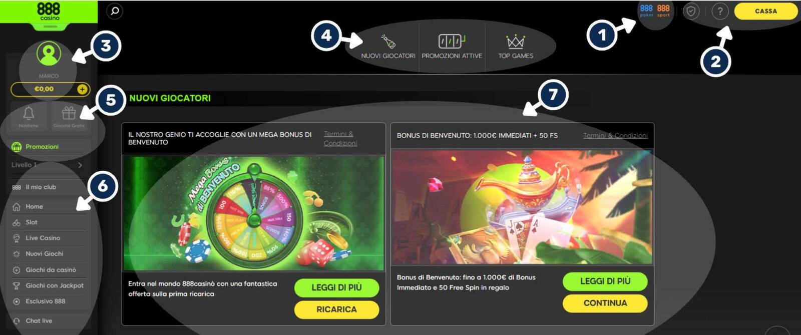 Home Page 888 Casinò versione Desktop