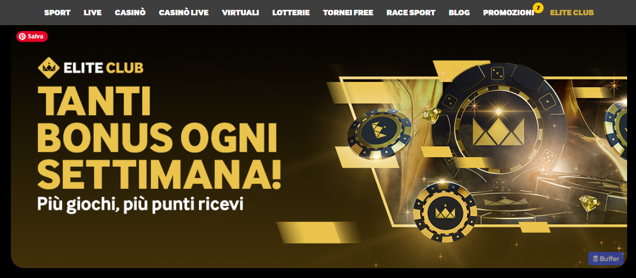 Elite Club, il sistema di rewards di Betway Casinò