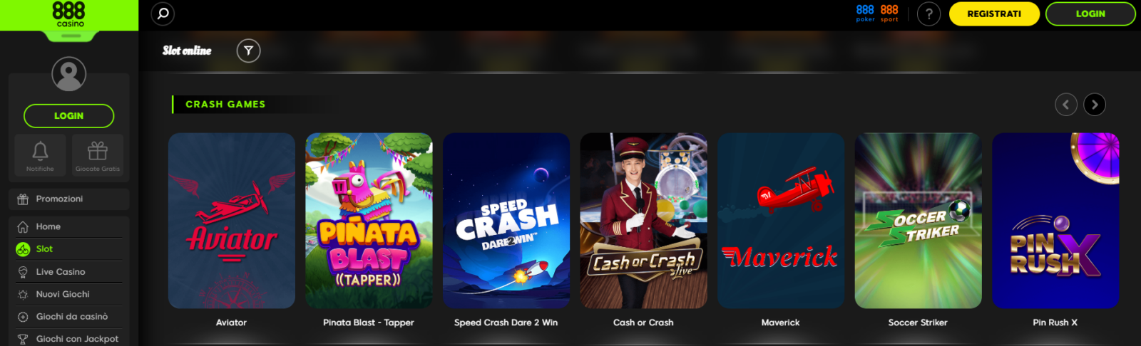 I Crash Game disponibili su 888 Casinò