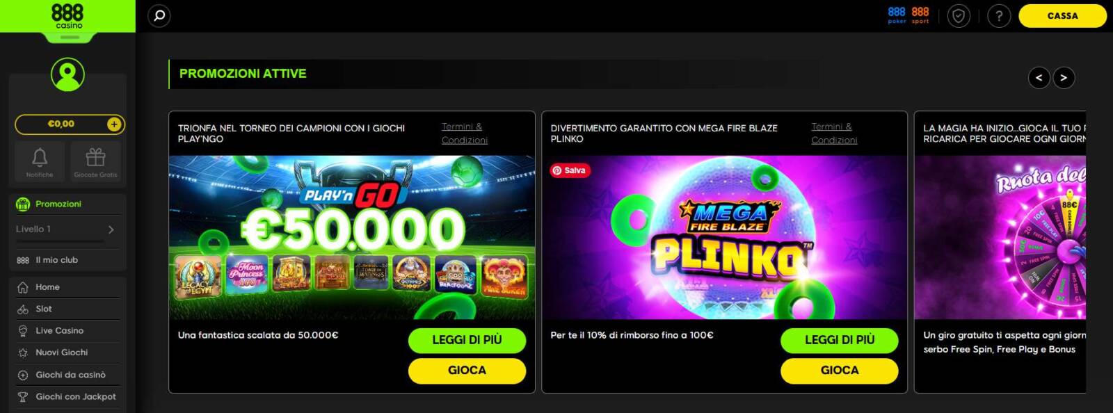 Promozioni 888 Casinò