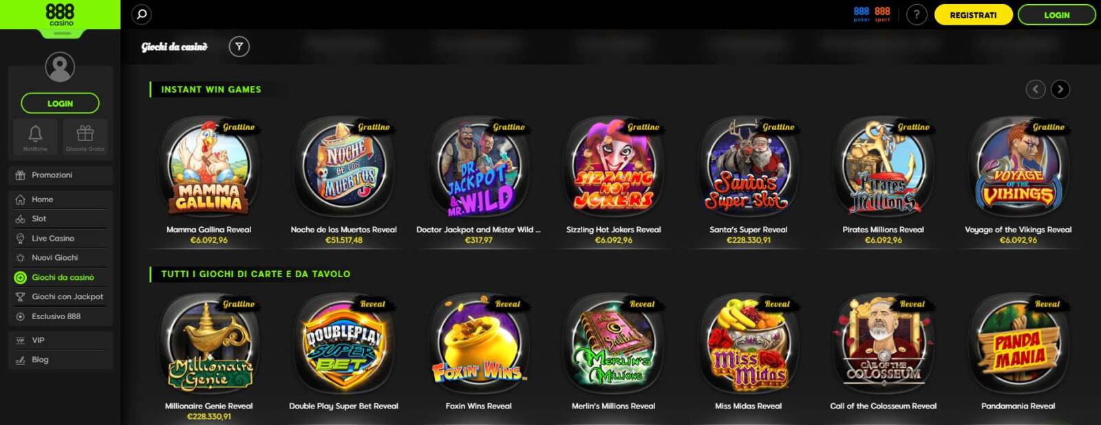 888 Quick Games (Instant Win e Grattini)