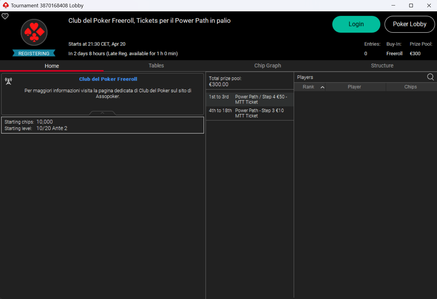 club del poker freeroll