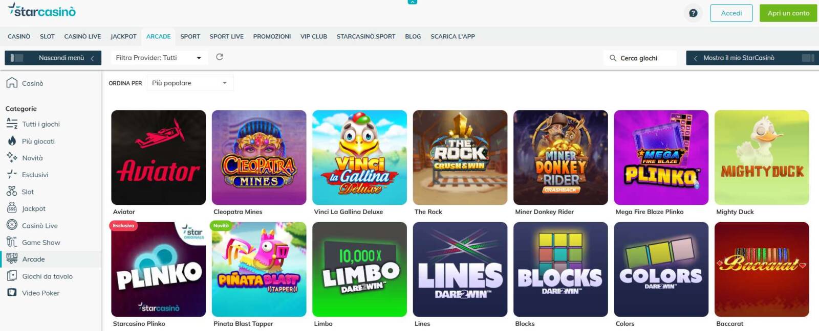 Dove trovare Aviator su Starcasino