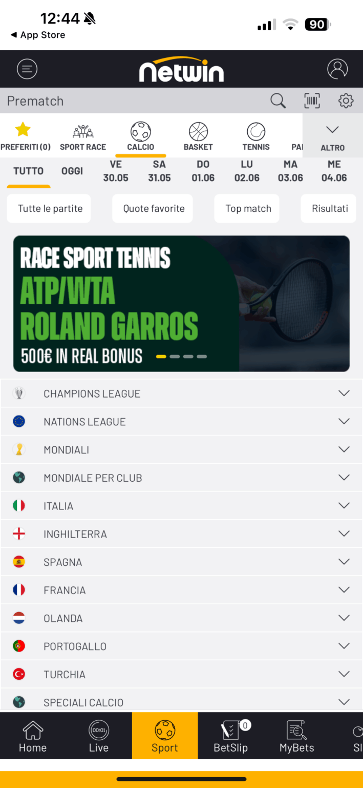 La App Mobile di Netwin Scommesse