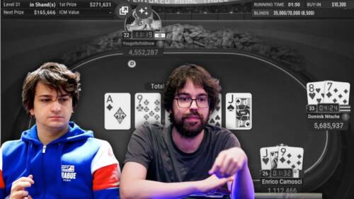 Il cooler contro Dominik Nitsche che ha spento Enrico Camosci tre left all'High Roller online