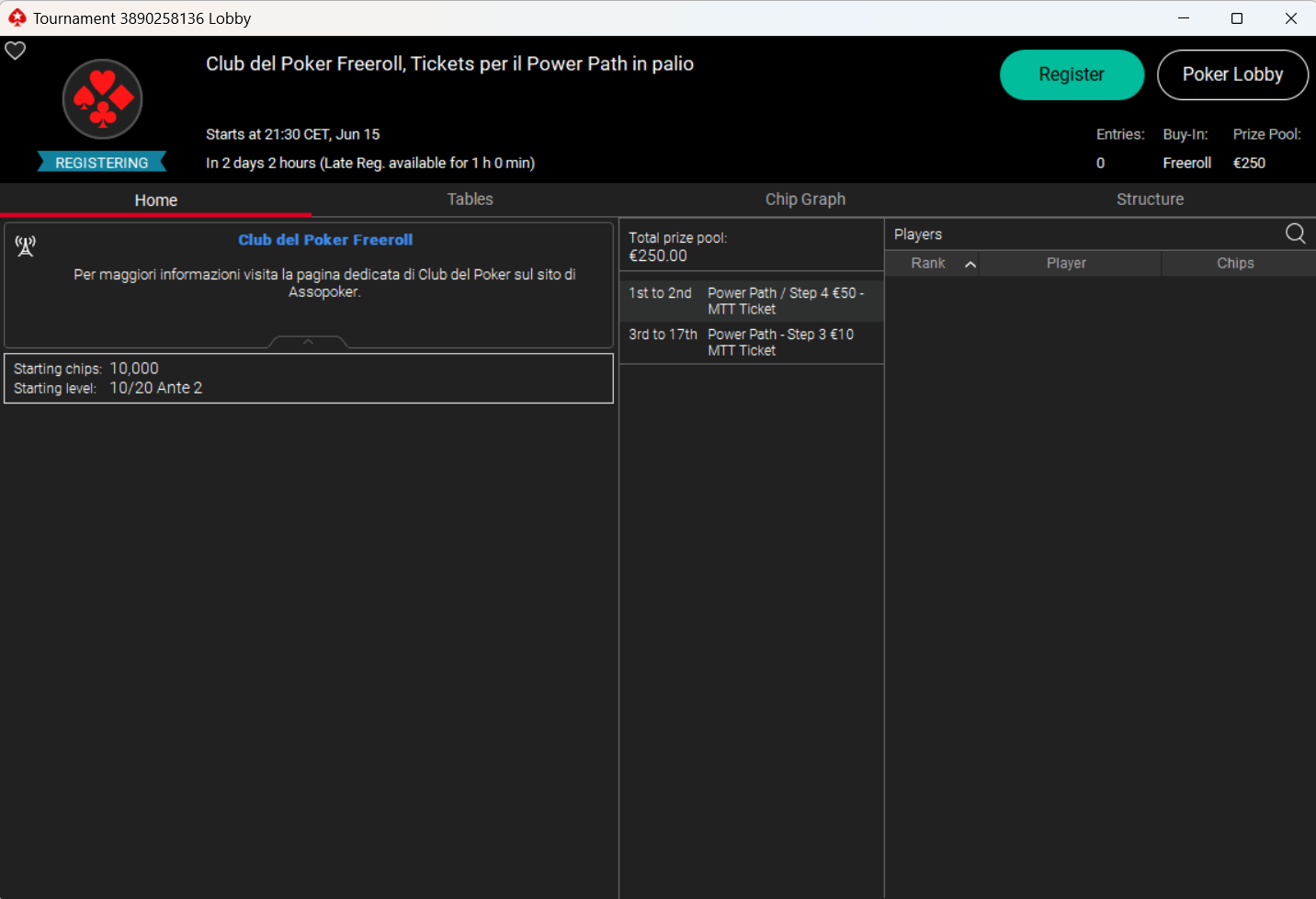 club del poker freeroll