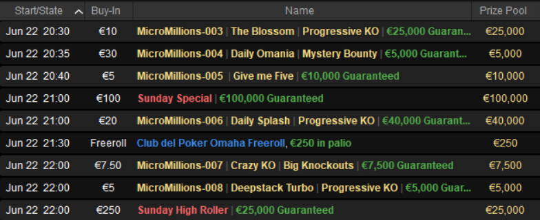 tornei pokerstars