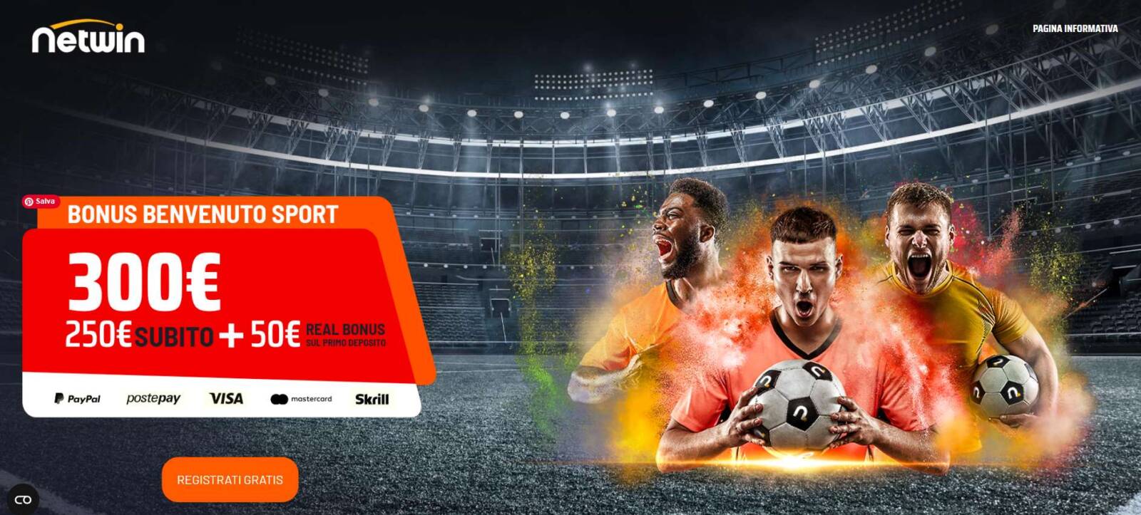 Il Bonus Benvenuto di NetWin Scommesse