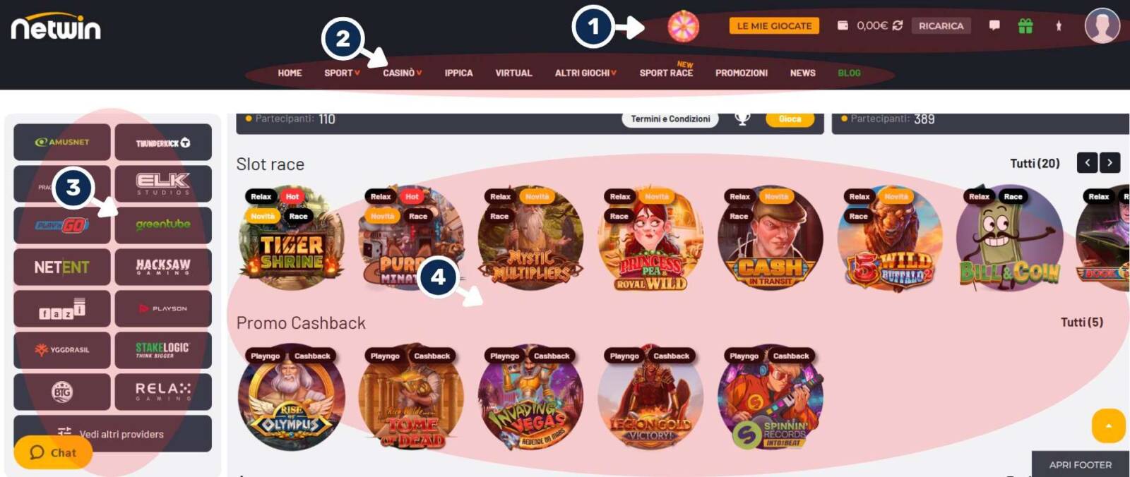 La Home Page del Casinò di NetWin