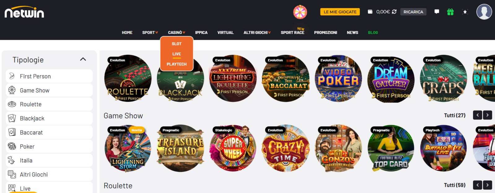 Il Casinò Live di Netwin