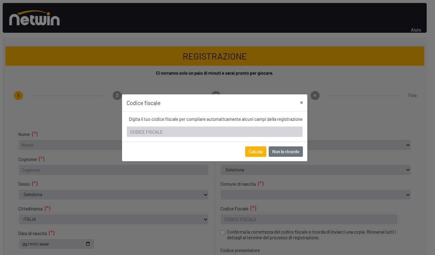 Iscrizione a NetWin Scommesse