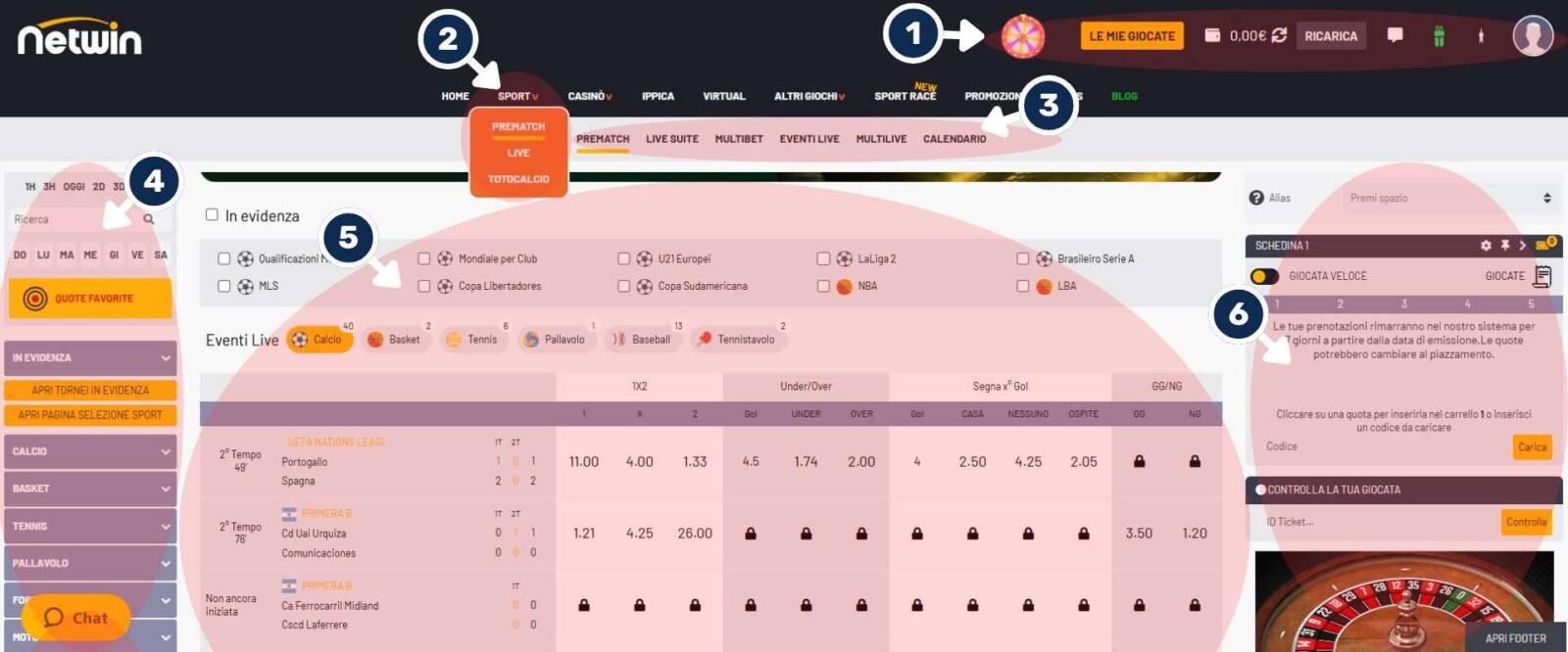 Lobby di gioco di Netwin Scommesse