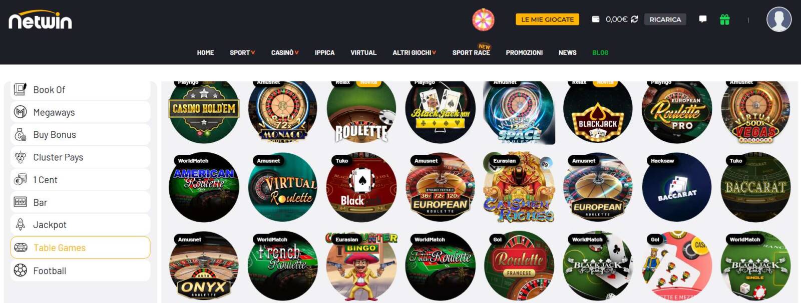 I Table Games su Netwin Casinò